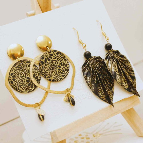 Pack découverte bijoux mayagami - élégance noire &amp; dorée avec des boucles d'oreilles à prix doux