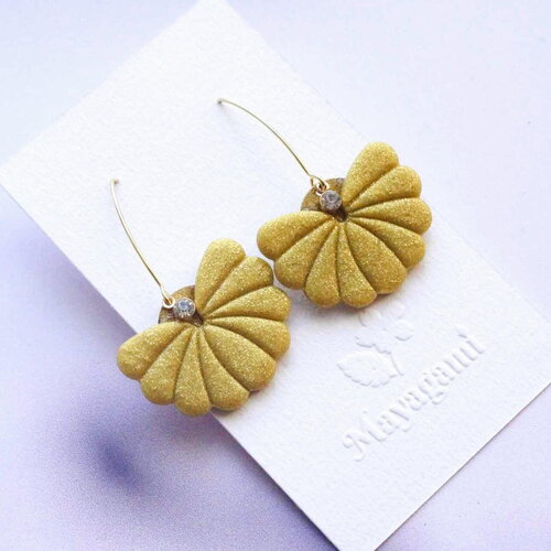 Boucles d’oreilles éventail japonais sensu en polymère &amp; acier inoxydable