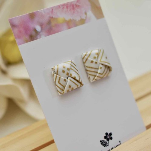 Boucles d'oreilles carrées en papier japonais- pliage origami - idée cadeau pour les nounous, atsem, maitresse