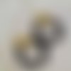Créoles d'onyx noir 35 mm – boucles d’oreilles pierres naturelles noire – bijoux bohème avec un demi cercle ajourée