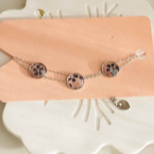 Bracelet chaîne réglable en acier – papier japonais résiné