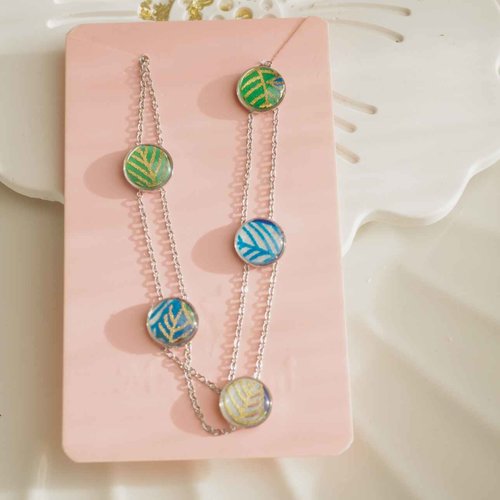 Collier ras-le-cou en acier – papier japonais résiné