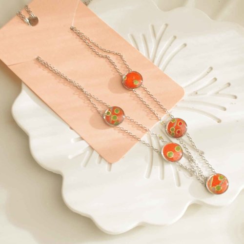 Collier ras-le-cou en acier – papier japonais résiné orange