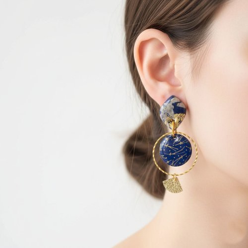 Boucles d'oreilles "nuit étoilée" , artisanat & papier japonais