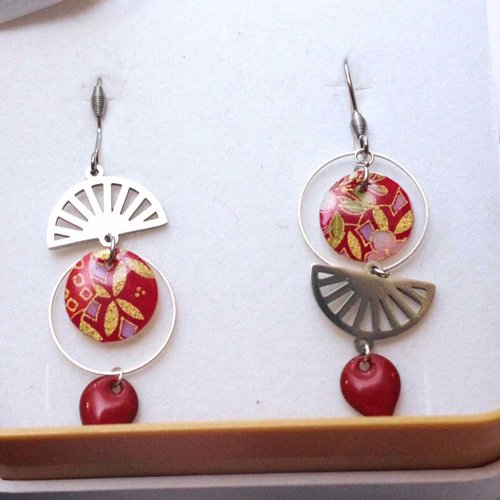 Boucles d’oreilles "aurore nippone" - asymétrie & poésie japonaise