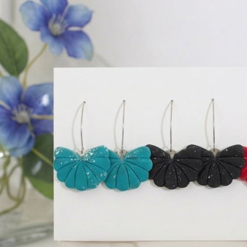 Boucles d’oreilles éventail japonais sensu en polymère & acier inoxydable