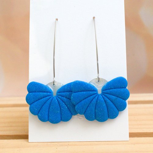 Boucles d’oreilles eventail sensu bleu intense