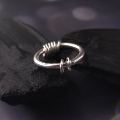 Bague aux anneaux (anti stress) en argent 925 waterproof 8 anneaux