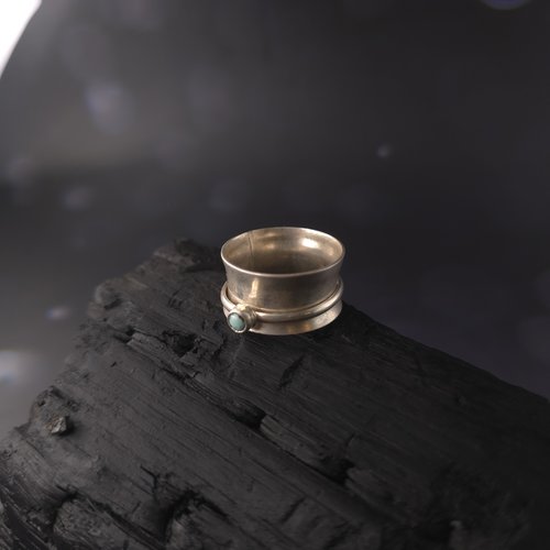 Bague spinner en argent 925 avec turquoise – taille 61