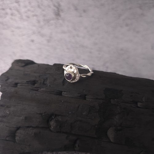 Bague torsade – améthyste, talisman de sérénité t.59