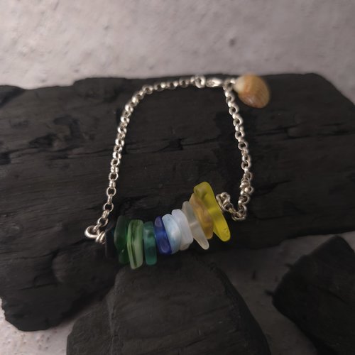 Bracelet horizon – verre poli & coquillage