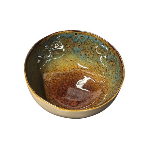 Bol céramique émaillé bleu-vert 16cm – motif océan | fait main portugal