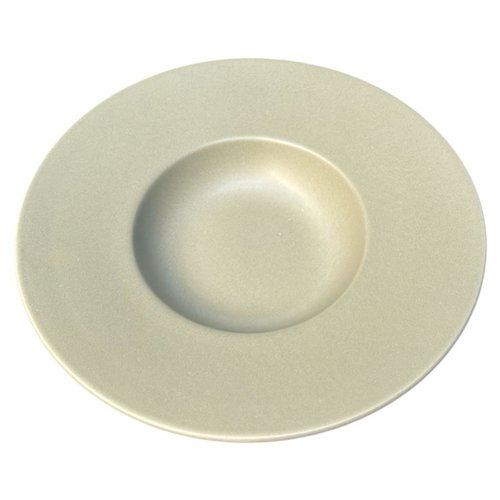 Assiette pâtes grès émaillé fait main portugal - 27cm vert sauge | design moderne | artisanat unique