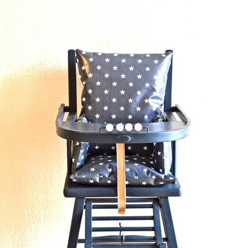 ♦ coussin de chaise haute gris foncé à étoiles pour bébé 