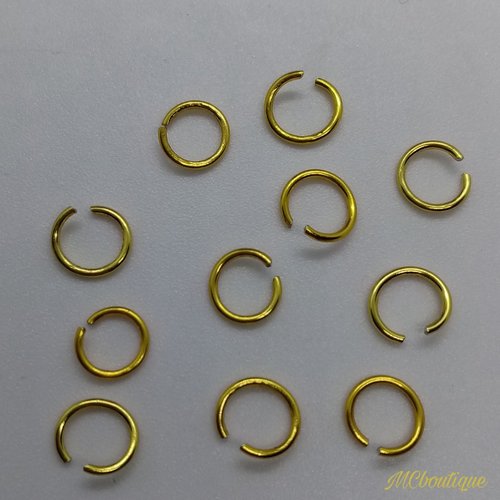 50 anneaux de jonction ouverts métal 6mm jaune