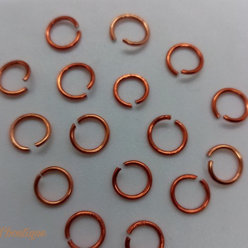 50 anneaux de jonction ouverts métal 6mm orange