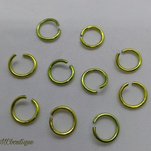 50 anneaux de jonction ouverts métal 6mm vert anis