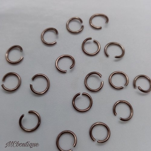 50 anneaux de jonction ouverts métal 6mm marron brun