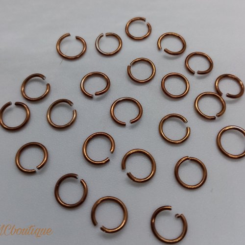 50 anneaux de jonction ouverts métal 6mm marron clair
