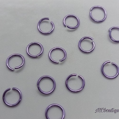 50 anneaux de jonction ouverts métal 6mm violet clair