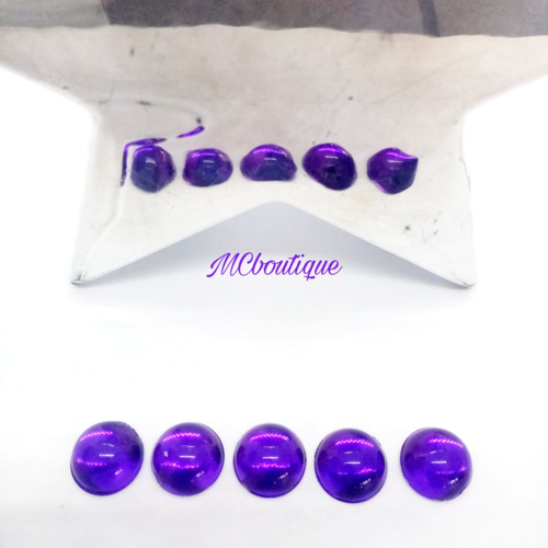 5 cabochons rond en acrylique 12mm violet destockage