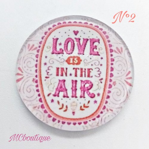 Cabochon rond en verre 25mm love is in the air