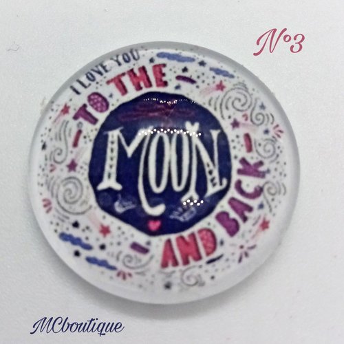 Cabochon rond en verre 25mm to the moon
