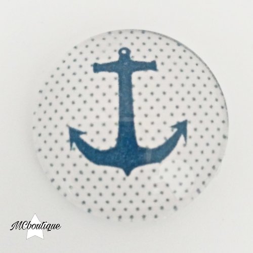 Cabochon ancre marine verre 30mm 25mm 20mm 16mm 14mm 12mm 18x13mm