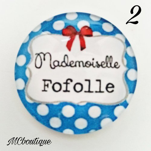 Cabochon mademoiselle fofolle verre 25mm 20mm 12mm