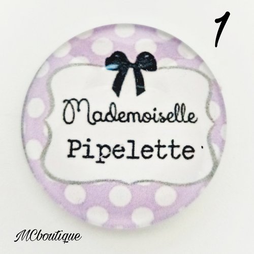 Cabochon mademoiselle pipelette verre 25mm 20mm 12mm