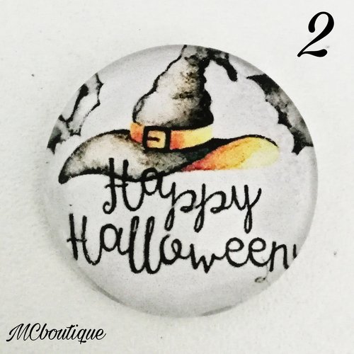 Cabochon rond en verre 25mm halloween citrouilles, fantômes, sorcières et potions magiques