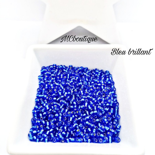 Perles de rocaille 9/0 verre 20g bleu brillant