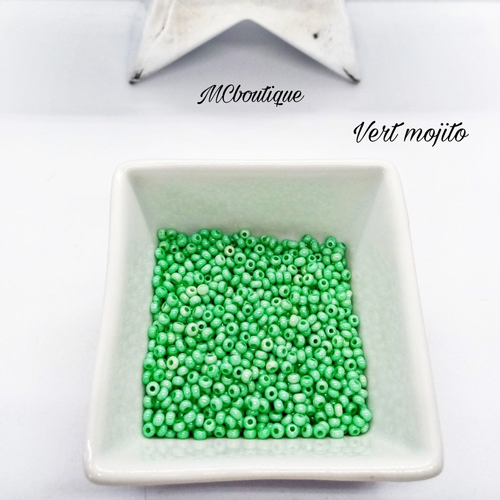 Perles de rocaille 8/0 verre 20g vert mojito opaque