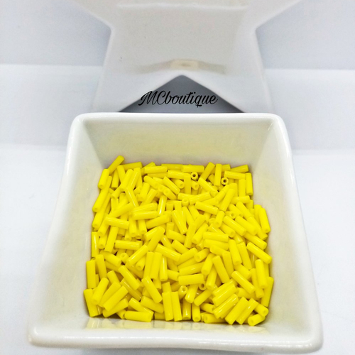 Perle rocaille tube en verre 6mm 20g jaune opaque