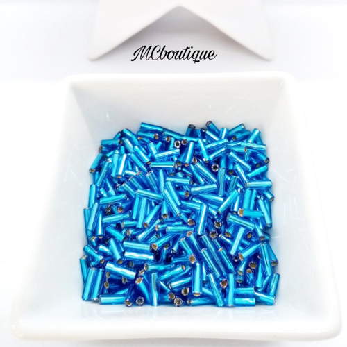 Perle rocaille tube en verre 6mm 20g bleu brillant opaque