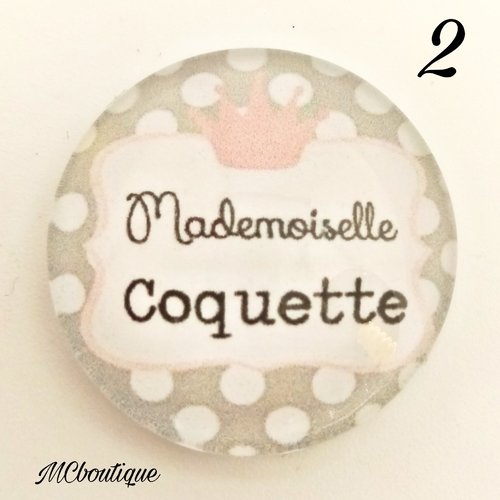Cabochon mademoiselle coquette verre 25mm 20mm 12mm