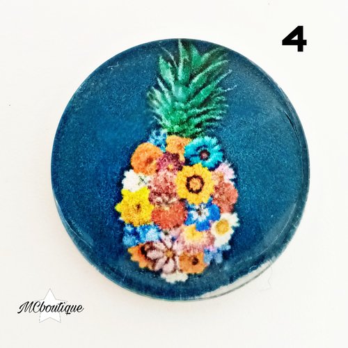 Cabochon ananas fleurs verre 30mm 25mm 20mm 16mm 12mm