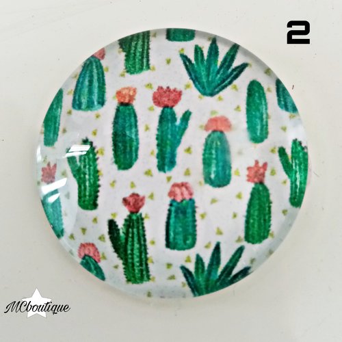 Cabochon cactus verre 25mm