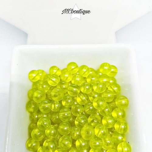 50 perles en verre flashées 6mm jaune