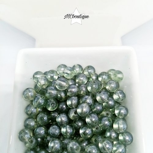 50 perles en verre flashées 6mm gris