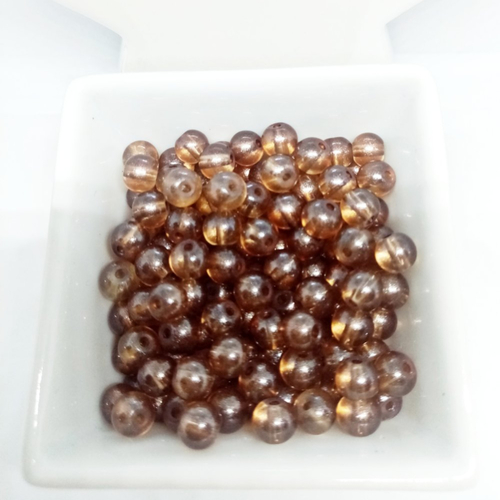 50 perles en verre flashées 6mm marron