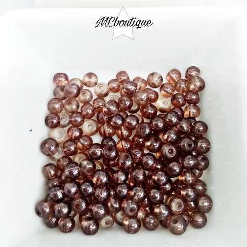 50 perles en verre flashées 4mm marron