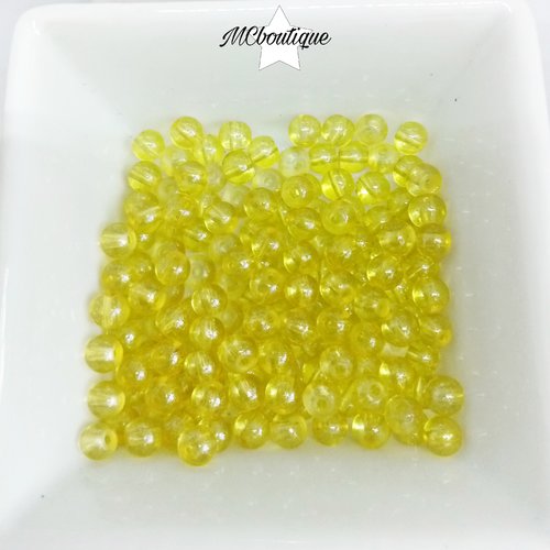 50 perles en verre flashées 4mm jaune