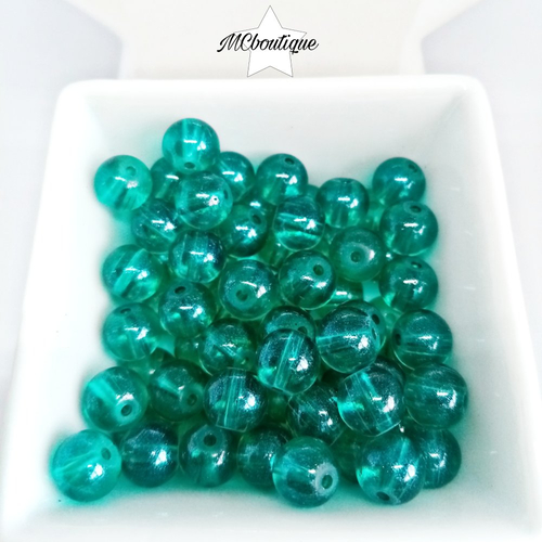30 perles en verre flashées 8mm vert