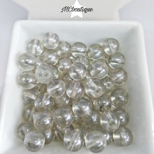 30 perles en verre flashées 8mm gris clair