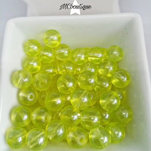 30 perles en verre flashées 8mm jaune