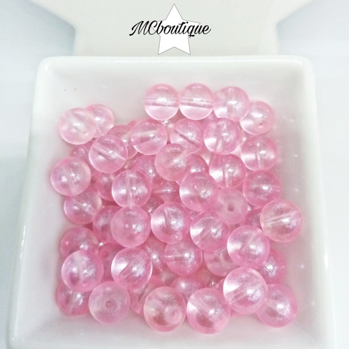 30 perles en verre flashées 8mm rose