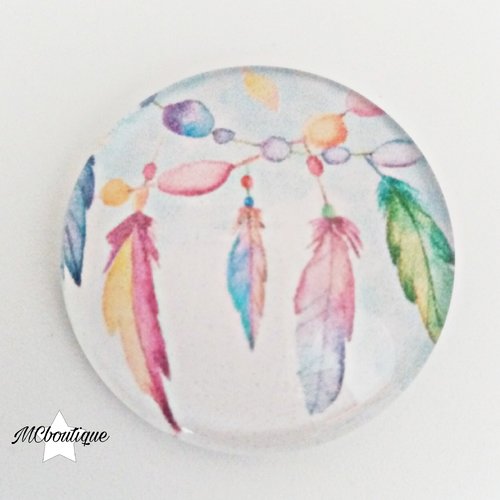 Cabochon plumes style boho verre 30mm 25mm 20mm 16mm 14mm 12mm