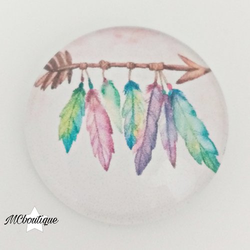 Cabochon plumes style boho verre 30mm 25mm 20mm 16mm 14mm 12mm