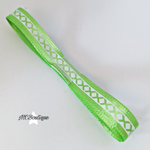 1 mètre de ruban satin 10mm liseret croix vert